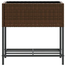 vidaXL 2 db barna polyrattan kerti ültetőláda polccal 70 x 28 x 70 cm