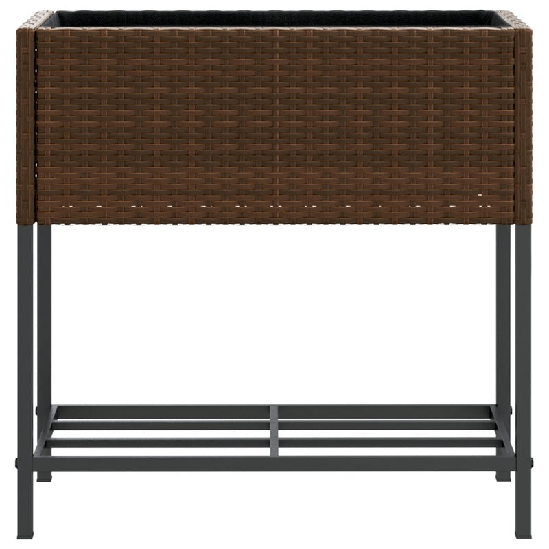 vidaXL 2 db barna polyrattan kerti ültetőláda polccal 70 x 28 x 70 cm