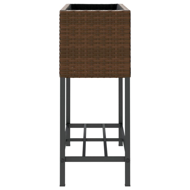vidaXL 2 db barna polyrattan kerti ültetőláda polccal 70 x 28 x 70 cm