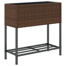 vidaXL 2 db barna polyrattan kerti ültetőláda polccal 70 x 28 x 70 cm
