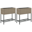 vidaXL 2 db szürke polyrattan kerti ültetőláda polccal 70 x 28 x 70 cm