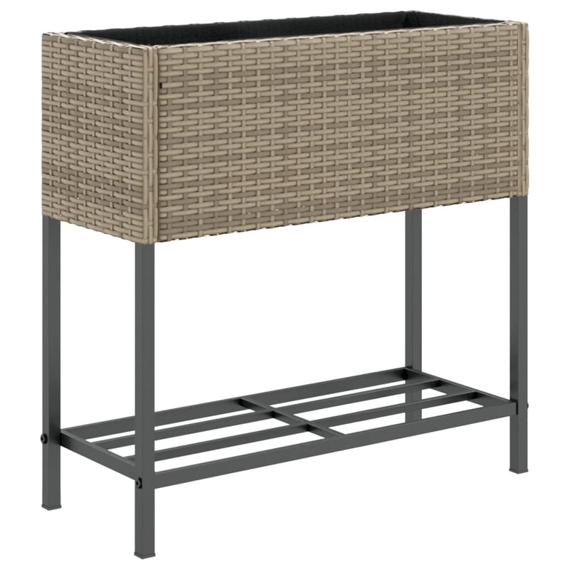 vidaXL 2 db szürke polyrattan kerti ültetőláda polccal 70 x 28 x 70 cm