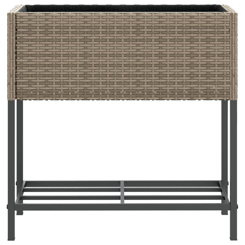 vidaXL 2 db szürke polyrattan kerti ültetőláda polccal 70 x 28 x 70 cm