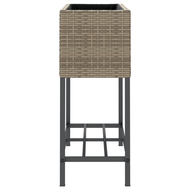 vidaXL 2 db szürke polyrattan kerti ültetőláda polccal 70 x 28 x 70 cm