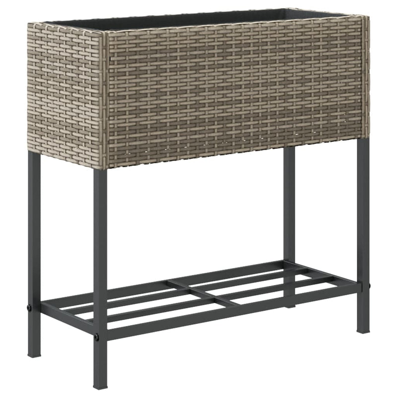 vidaXL 2 db szürke polyrattan kerti ültetőláda polccal 70 x 28 x 70 cm