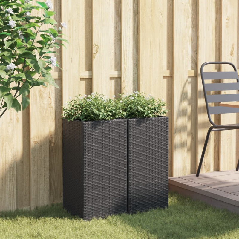 vidaXL 2 db fekete polyrattan kerti ültetőláda 30x30x60 cm