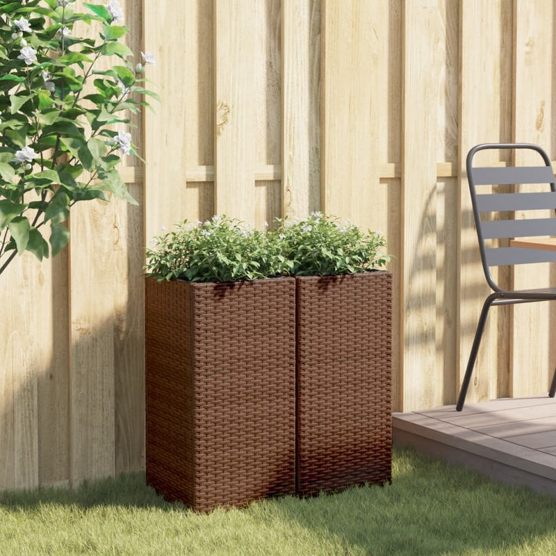 vidaXL 2 db barna polyrattan kerti ültetőláda 30x30x60 cm