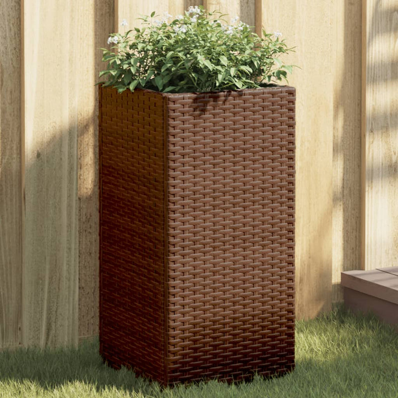 vidaXL 2 db barna polyrattan kerti ültetőláda 30x30x60 cm