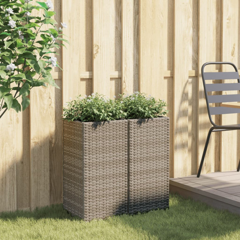 vidaXL 2 db szürke polyrattan kerti ültetőláda 30x30x60 cm