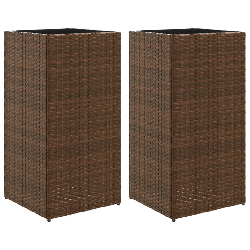 vidaXL 2 db barna polyrattan kerti ültetőláda 40x40x80 cm