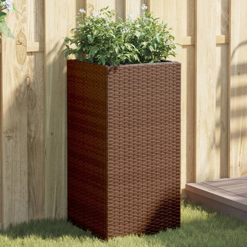 vidaXL 2 db barna polyrattan kerti ültetőláda 40x40x80 cm