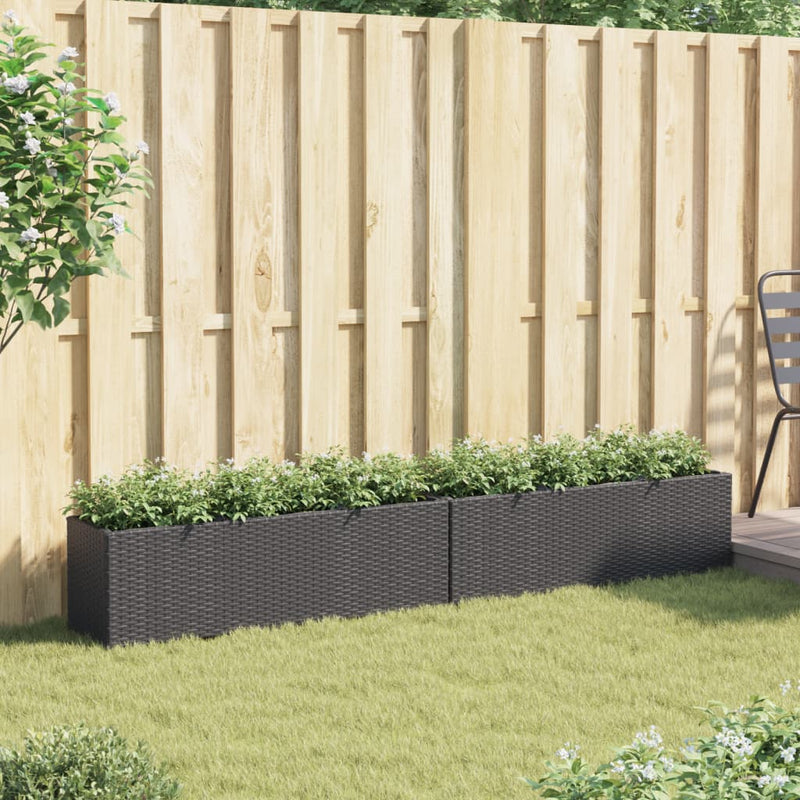 vidaXL 2 db fekete polyrattan kerti ültetőláda 3 cseréppel 105x30x32cm
