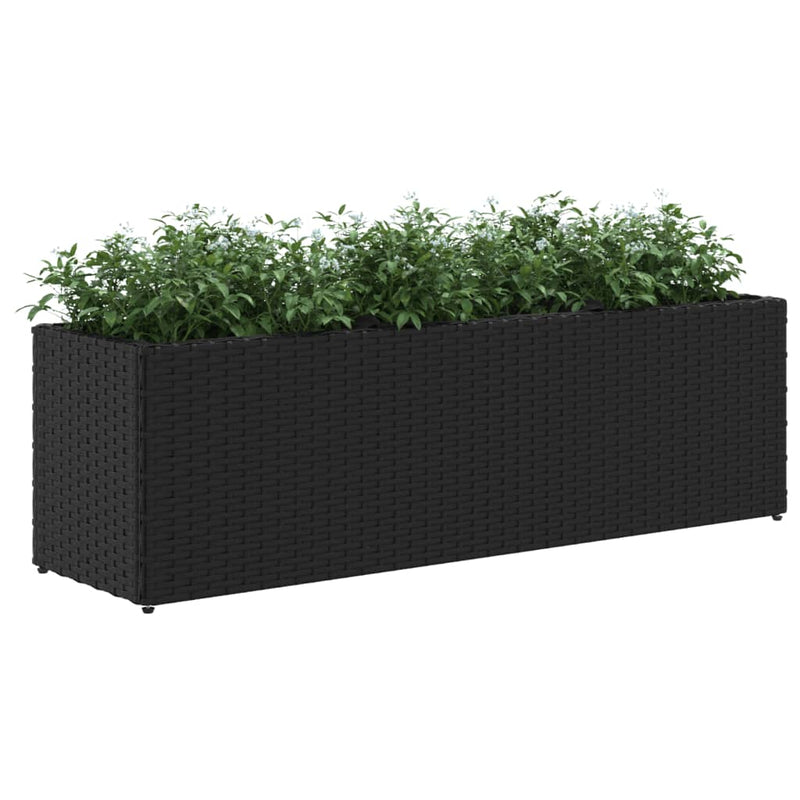 vidaXL 2 db fekete polyrattan kerti ültetőláda 3 cseréppel 105x30x32cm
