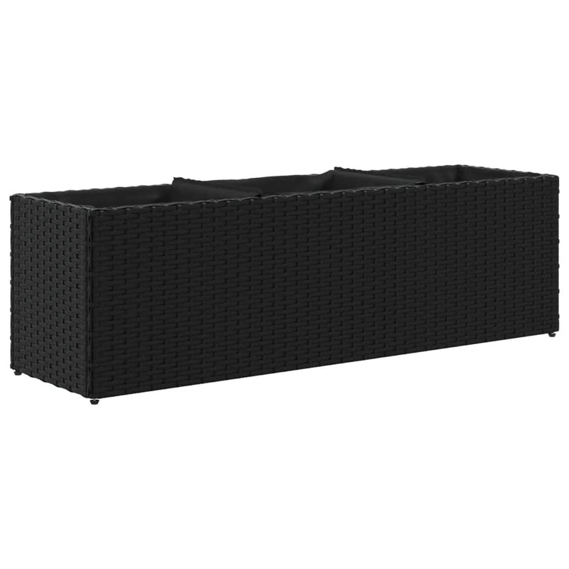 vidaXL 2 db fekete polyrattan kerti ültetőláda 3 cseréppel 105x30x32cm