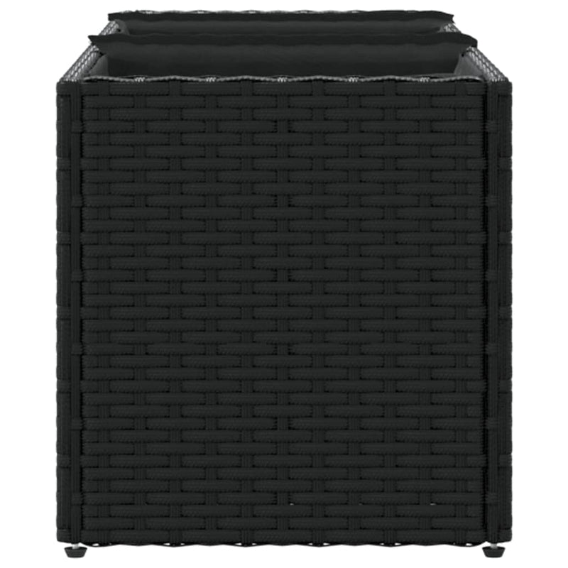 vidaXL 2 db fekete polyrattan kerti ültetőláda 3 cseréppel 105x30x32cm