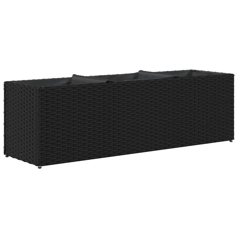 vidaXL 2 db fekete polyrattan kerti ültetőláda 3 cseréppel 105x30x32cm