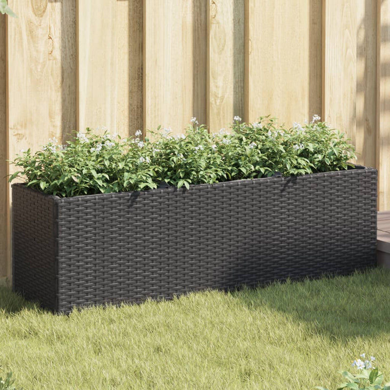 vidaXL 2 db fekete polyrattan kerti ültetőláda 3 cseréppel 105x30x32cm