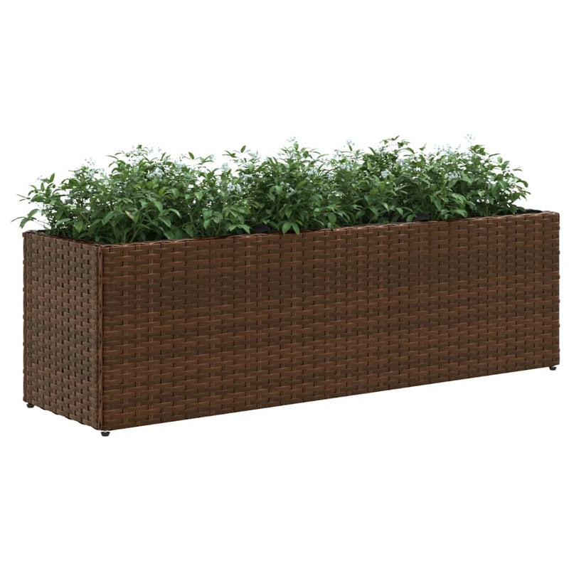 vidaXL 2 db barna polyrattan kerti ültetőláda 3 cseréppel 105x30x32cm