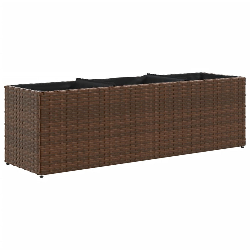 vidaXL 2 db barna polyrattan kerti ültetőláda 3 cseréppel 105x30x32cm