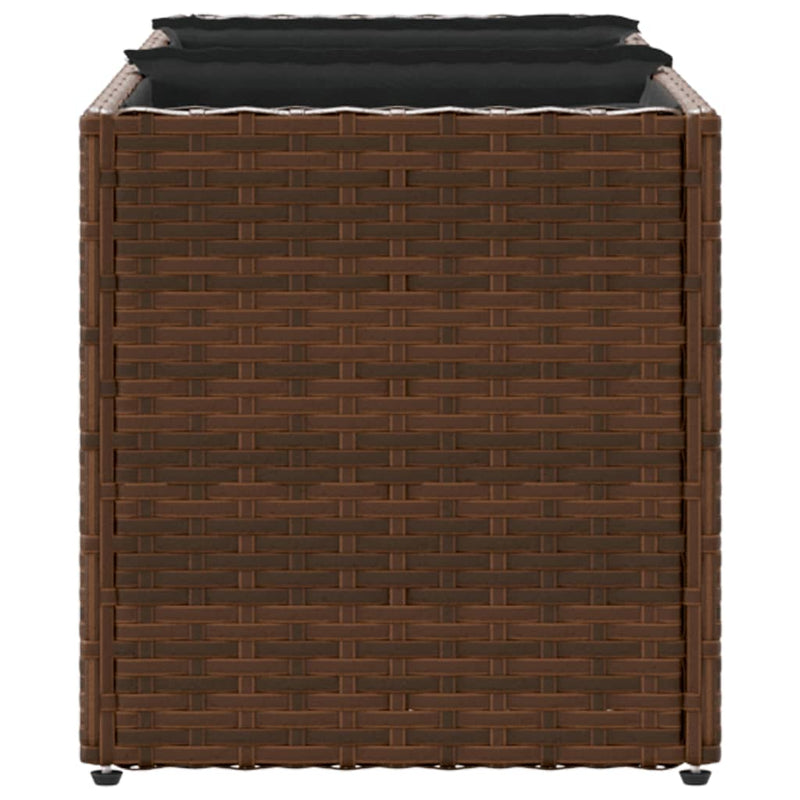 vidaXL 2 db barna polyrattan kerti ültetőláda 3 cseréppel 105x30x32cm