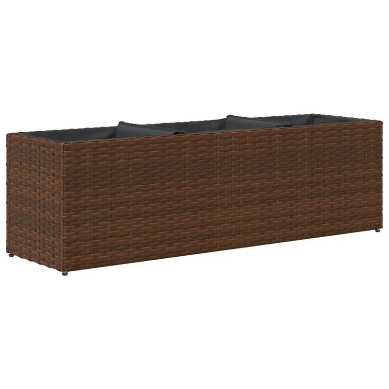 vidaXL 2 db barna polyrattan kerti ültetőláda 3 cseréppel 105x30x32cm
