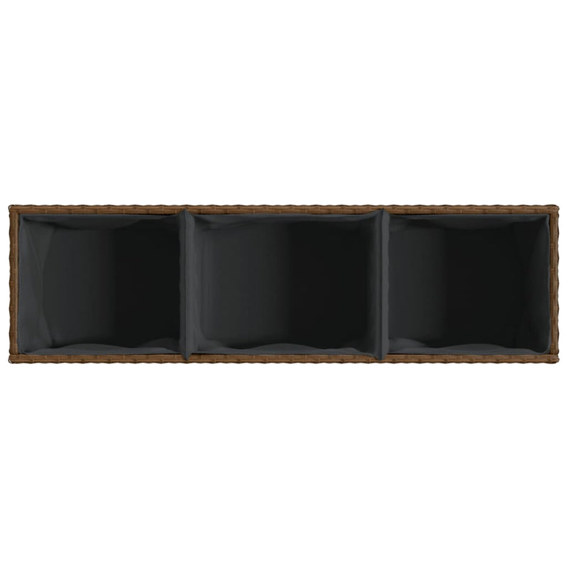 vidaXL 2 db barna polyrattan kerti ültetőláda 3 cseréppel 105x30x32cm
