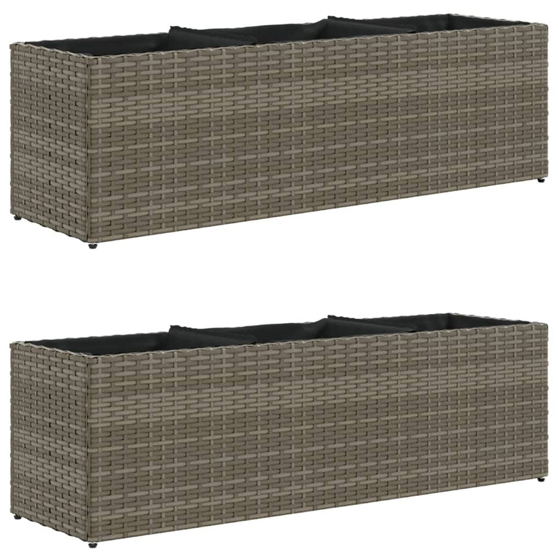 vidaXL 2 db szürke polyrattan kerti ültetőláda 3 cseréppel 105x30x32cm
