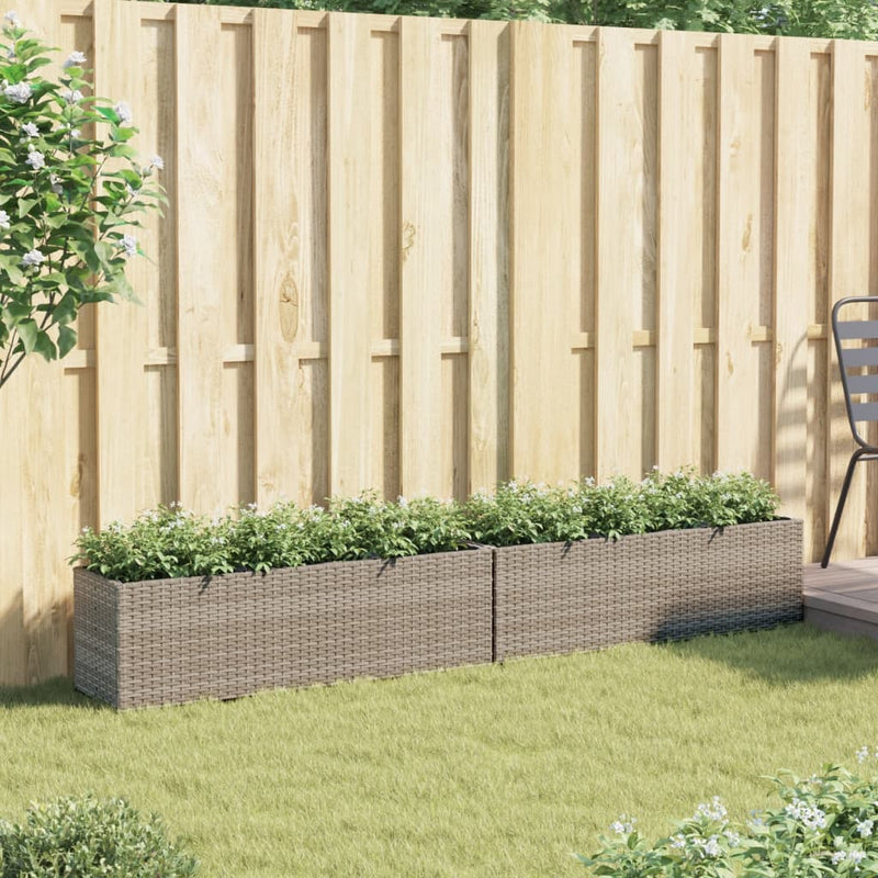 vidaXL 2 db szürke polyrattan kerti ültetőláda 3 cseréppel 105x30x32cm