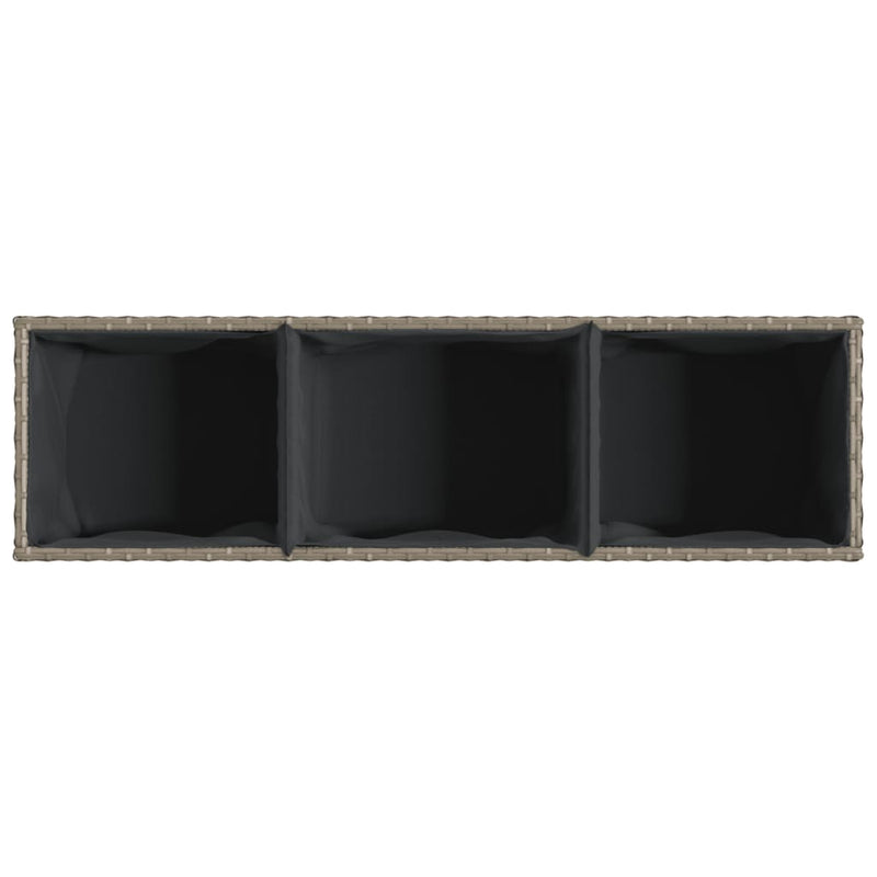 vidaXL 2 db szürke polyrattan kerti ültetőláda 3 cseréppel 105x30x32cm