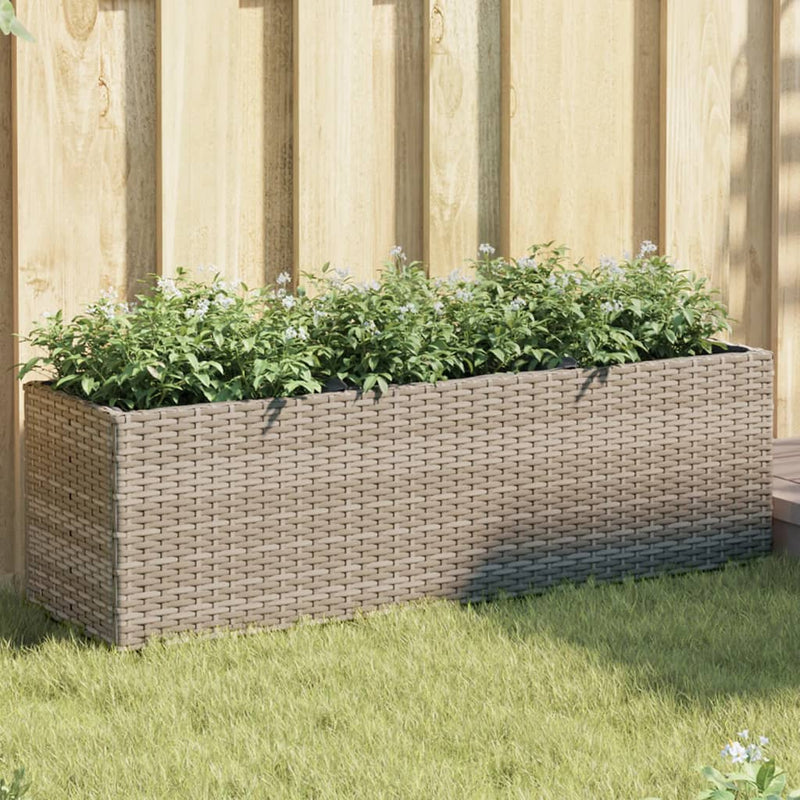 vidaXL 2 db szürke polyrattan kerti ültetőláda 3 cseréppel 105x30x32cm