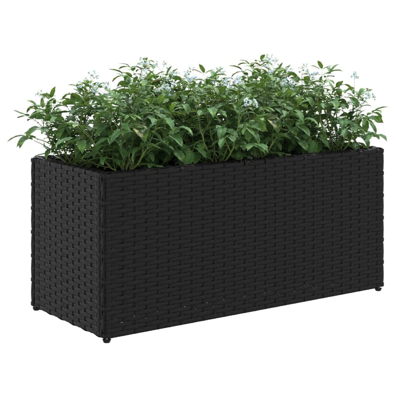 vidaXL 2 db fekete polyrattan kerti ültetőláda 2 cseréppel 72x30x32 cm