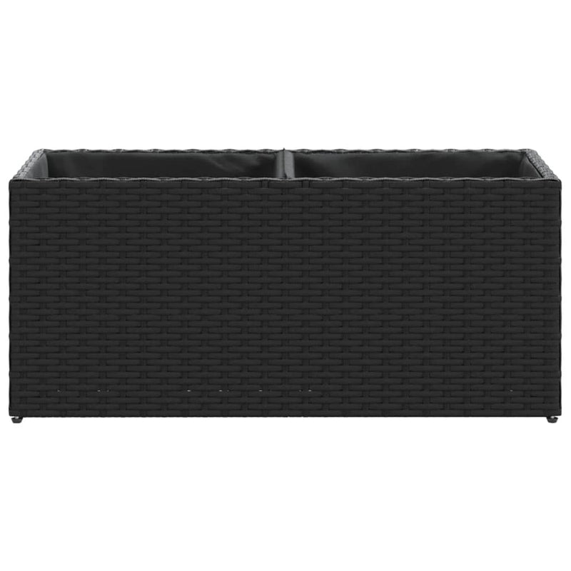 vidaXL 2 db fekete polyrattan kerti ültetőláda 2 cseréppel 72x30x32 cm
