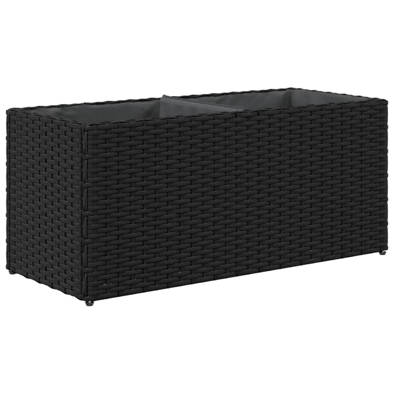 vidaXL 2 db fekete polyrattan kerti ültetőláda 2 cseréppel 72x30x32 cm