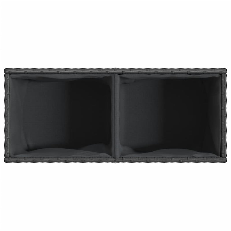 vidaXL 2 db fekete polyrattan kerti ültetőláda 2 cseréppel 72x30x32 cm
