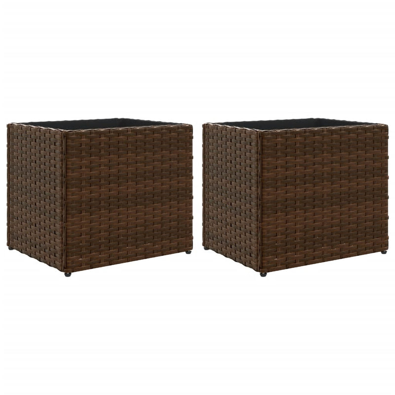 vidaXL 2 db barna polyrattan kerti ültetőláda 36x30x32 cm