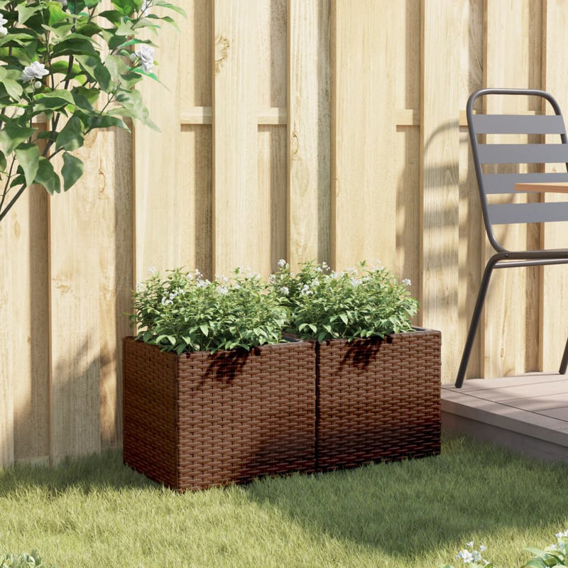 vidaXL 2 db barna polyrattan kerti ültetőláda 36x30x32 cm
