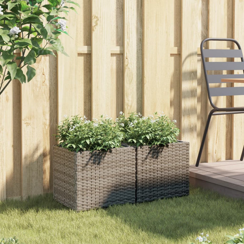 vidaXL 2 db szürke polyrattan kerti ültetőláda 36x30x32 cm