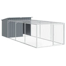 vidaXL antracit színű horganyzott acél kutyaház kifutóval 153 x 396 x 110 cm