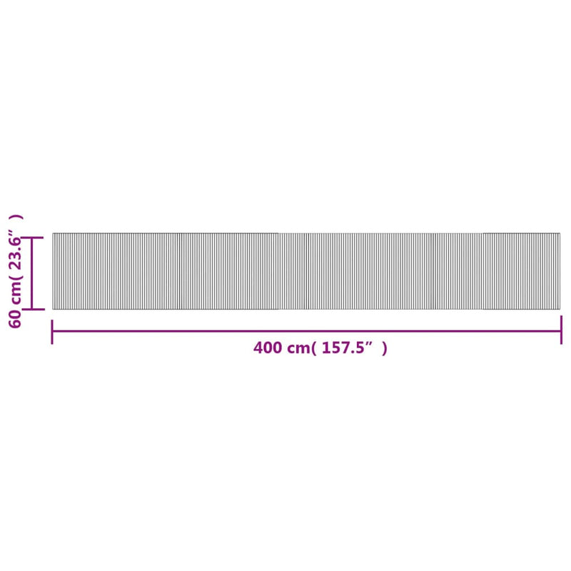 vidaXL négyszögletű fekete bambusz szőnyeg 60 x 400 cm