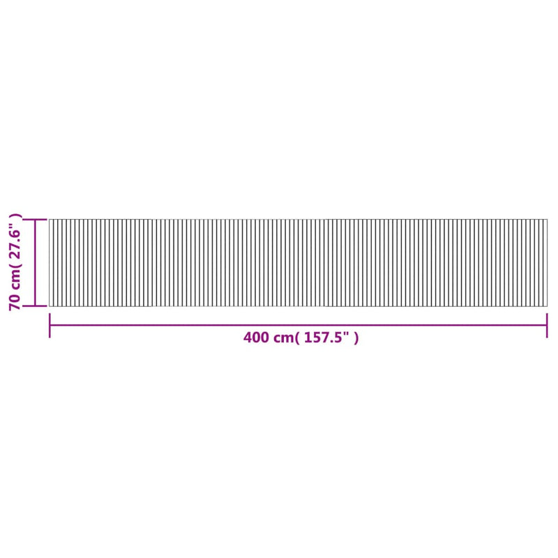 vidaXL négyszögletű fekete bambusz szőnyeg 70 x 400 cm