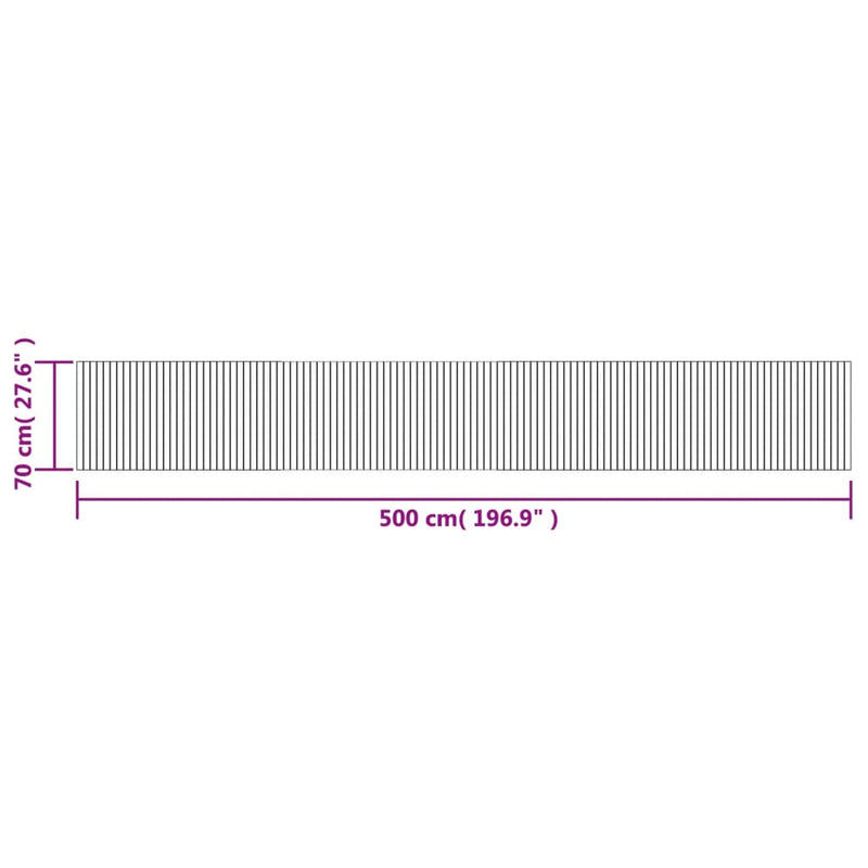 vidaXL négyszögletű fekete bambusz szőnyeg 70 x 500 cm