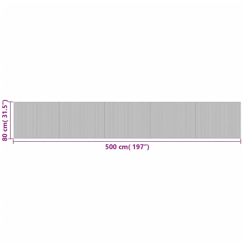 vidaXL négyszögletű fekete bambusz szőnyeg 80 x 500 cm