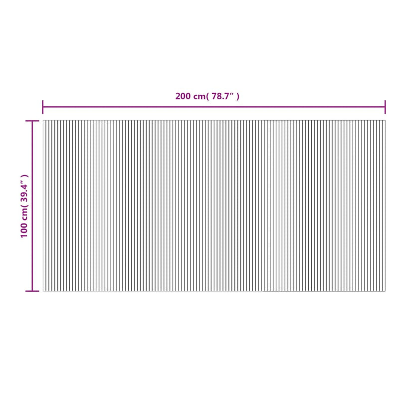 vidaXL négyszögletű fekete bambusz szőnyeg 100 x 200 cm