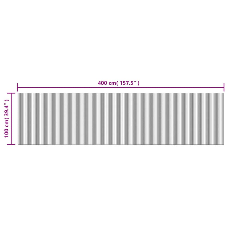 vidaXL négyszögletű fekete bambusz szőnyeg 100 x 400 cm