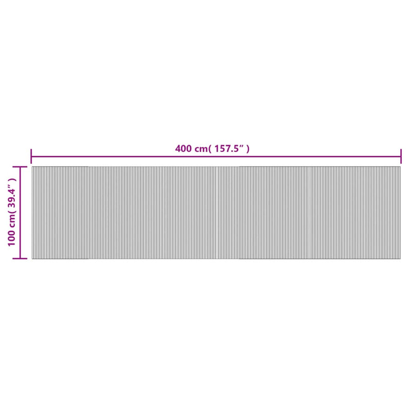 vidaXL négyszögletű szürke bambusz szőnyeg 100 x 400 cm