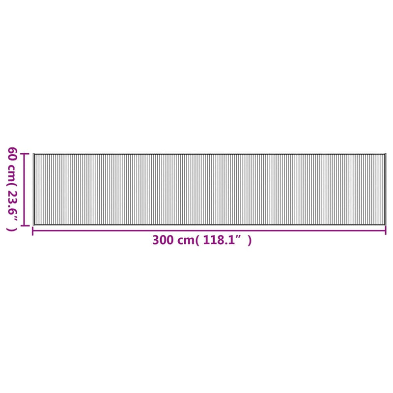 vidaXL négyszögletű világos természetes bambusz szőnyeg 60 x 300 cm