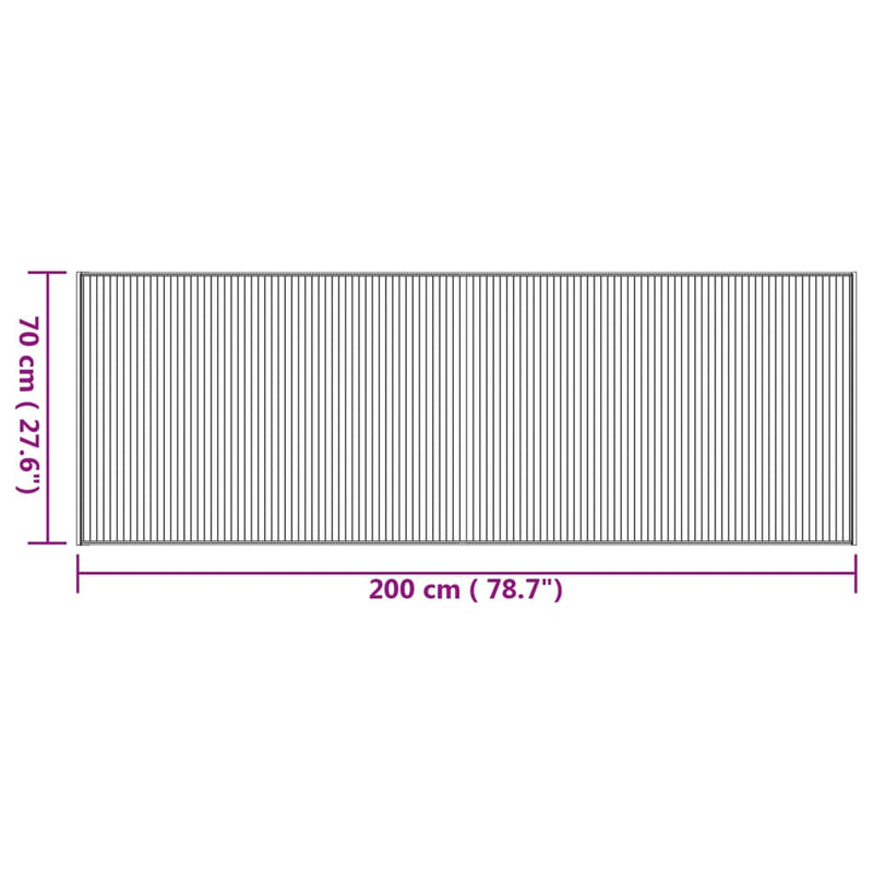 vidaXL négyszögletű természetes bambusz szőnyeg 70 x 200 cm
