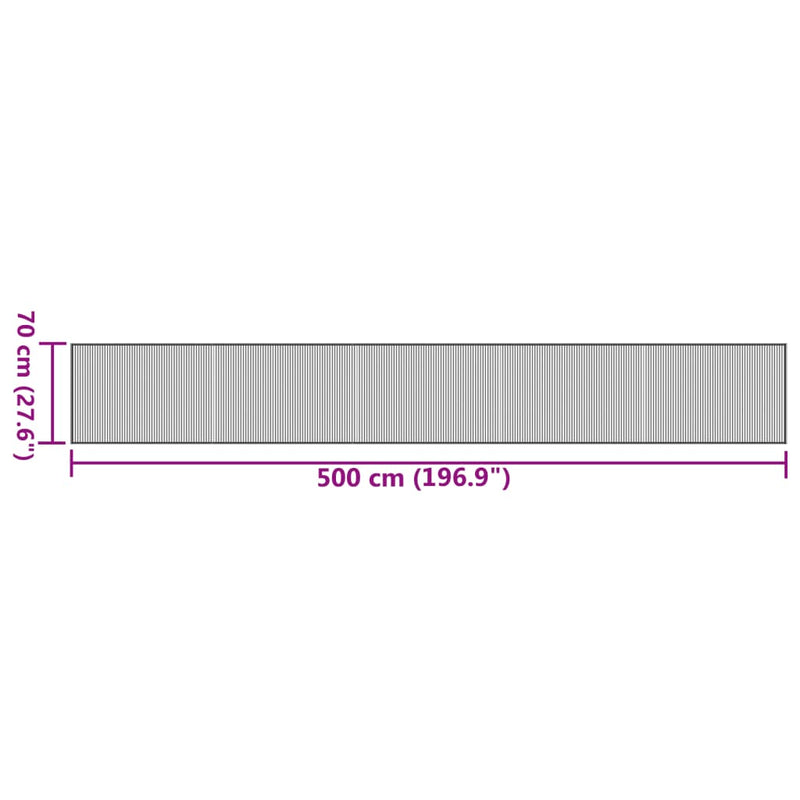 vidaXL négyszögletű fekete bambusz szőnyeg 70 x 500 cm