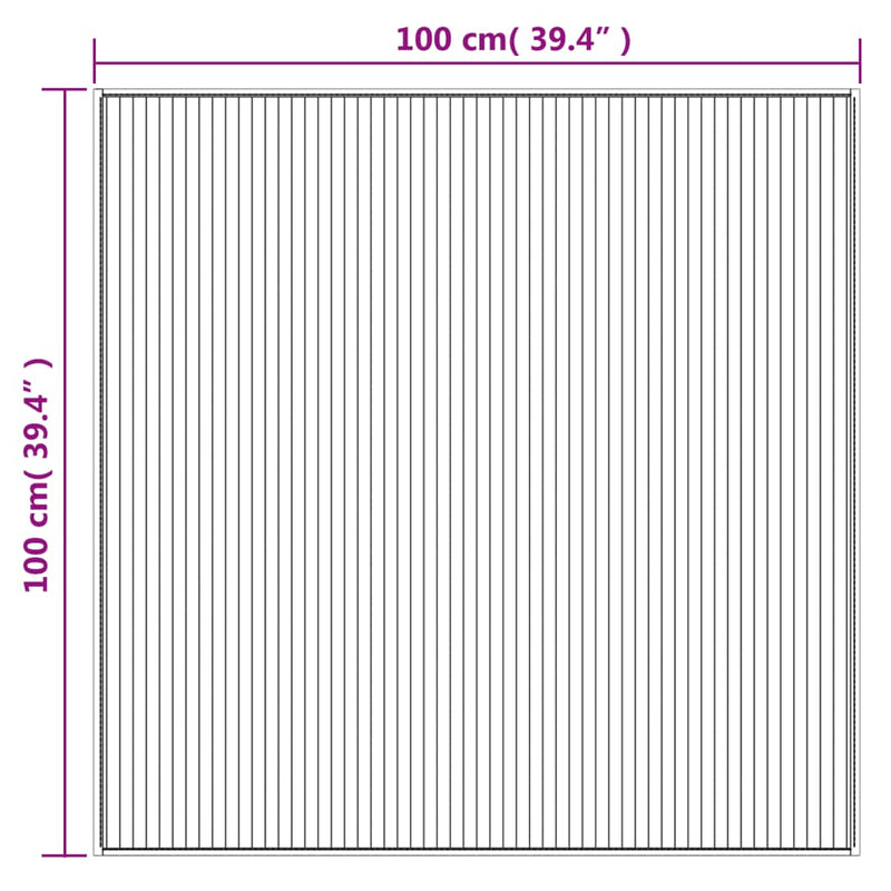 vidaXL szürke bambusz négyzet alakú szőnyeg 100 x 100 cm