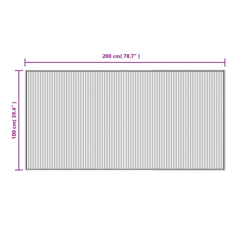 vidaXL négyszögletű sötétbarna bambusz szőnyeg 100 x 200 cm